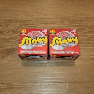 2 Slinky Original Metal Walking Fidget Spring Toys 75th Anniversary Edition New
